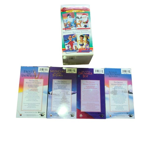 VTG CHRISTMAS CARTOON VHS MOVIES SANTA FROSTY RUDOLPH DRUMMER BOY BOX SET OF 4 - Picture 2 of 4